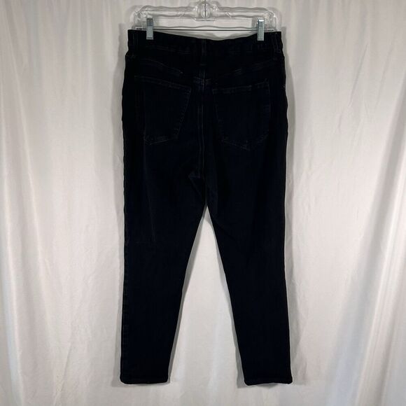 Express Jeans Women's Large 12 Black Denim Skinny High Rise Ultra Hyper Stretch - Picture 5 of 7